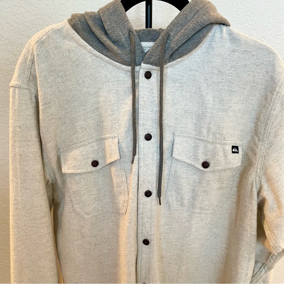 Quiksilver Halidon Hooded Flannel Shacket - Men’s Large Light Heather Gray - Picture 4 of 12